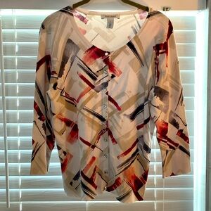 #94 White House black market, colorful sweater.